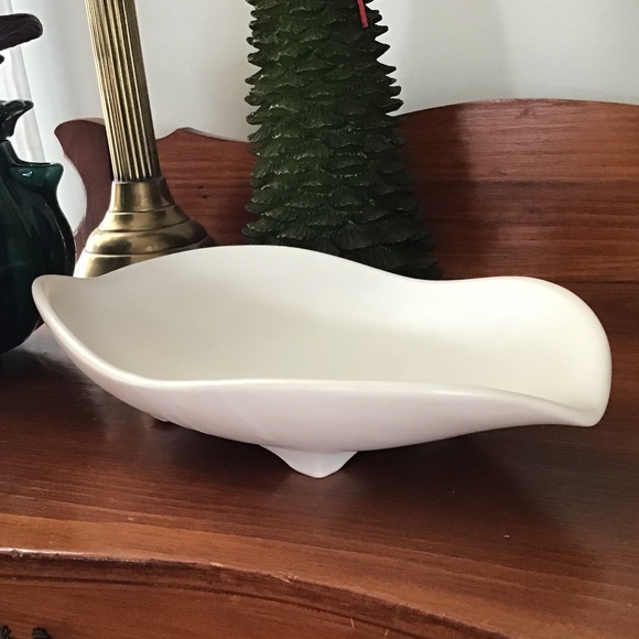 McCoy Other - Large Vintage McCoy Footed Bowl Wavy Pedestal Plate Pottery Art Deco MCM